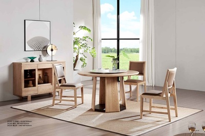 DT103-15圓餐臺、DC101餐椅、DG101餐邊柜